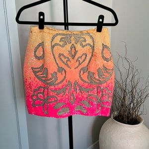 NEEDLE & THREAD Ombré Sequins Mini Skirt
